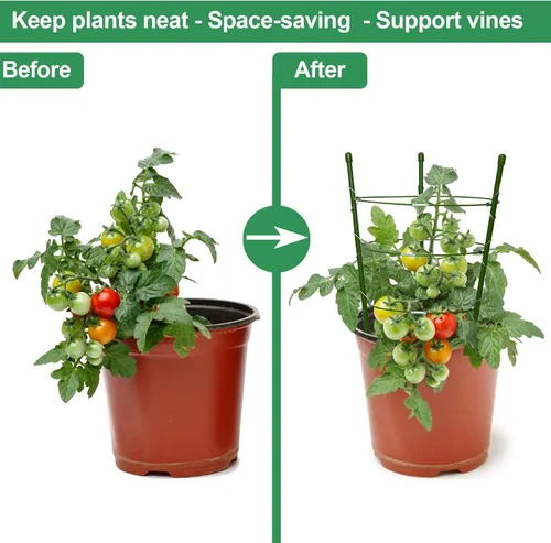 Vista 3 de Jaulas de tomate pequeñas de 18 pulgadas, paquete de 4 enrejados de jardín ajustables para plantas trepadoras de interior y exterior, estacas