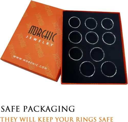 Vista 44 de Morchic - Anillos unisex de piedras de hematita, para equilibrar ansiedad, chakra raíz, (paquete de tamaños mixtos)