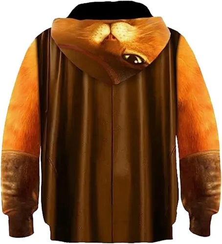 Vista 2 de ANHUL - Sudadera con capucha para niños, disfraz de gato con botas para cosplay (as1, edad, 8_ años, amarillo), Amarillo