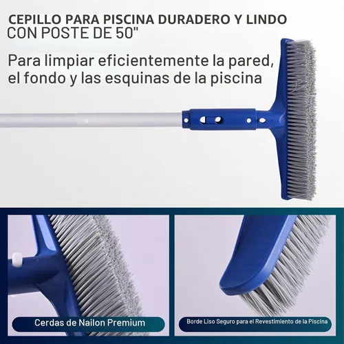 Vista 5 de POOLAZA Kit de limpieza de piscina 3 en 1, red de desnatador de piscina