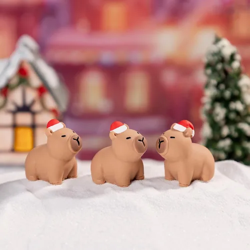 Vista 8 de 60 figuras de Capybara de Navidad, mini animales de resina para decoración de Navidad, aldea de Santa, rellenos de cajas de regalo, recuerdos