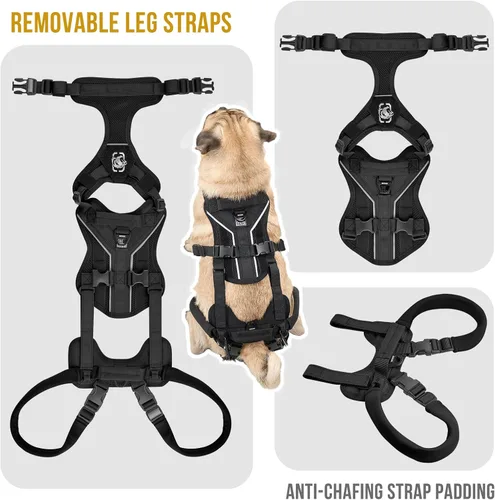 Vista 5 de OneTigris Arnés de elevación para perros pequeños XS, arnés transportador para perros pequeños, chaleco de elevación de cuerpo completo con correas
