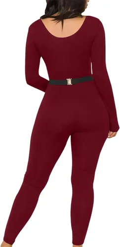 Vista 2 de PerZeal Body ajustado de una pieza para mujer, de manga larga, cuello redondo, largo, ajustado, para yoga