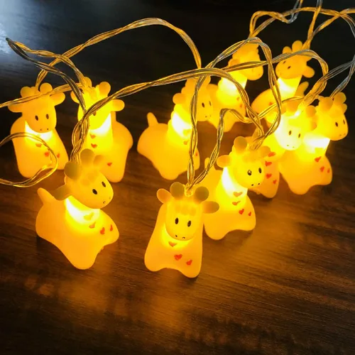 Vista 9 de Guirnalda de luces de jirafa que funcionan con pilas, luces de noche de animales, luces de hadas para decoración de dormitorio de niños, cumpleaños