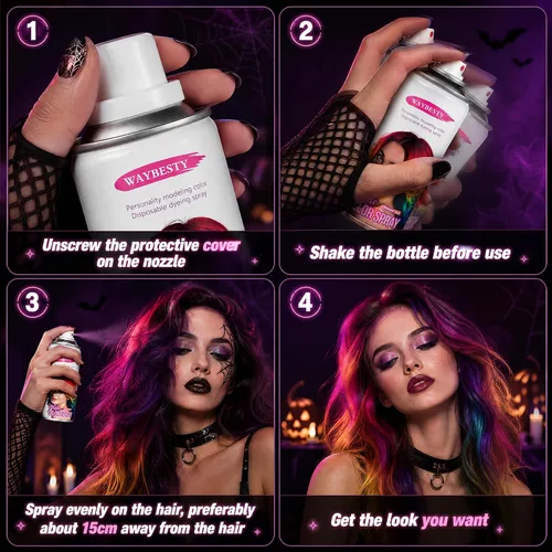Vista 7 de Spray de color temporal para el cabello para niños, mujeres y hombres