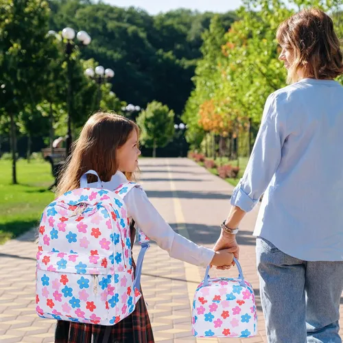 Vista 23 de LOIDOU Mochila para adolescentes y niñas, mochila escolar con lonchera y estuche para lápices, juego de bolsas escolares 3 en 1