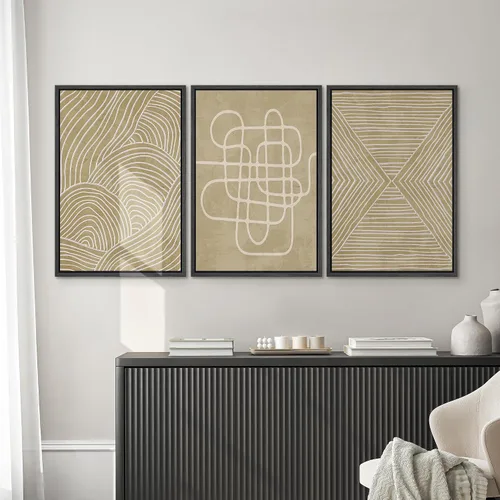 Vista 531 de SIGNWIN Lienzo enmarcado para pared, juego de arte neutro de bosque brumoso, ilustraciones en tono tierra, arte moderno, decorativo, bohemio