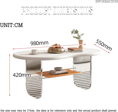 Vista 2 de Cofee Mesa de centro de madera, mesa de centro para sala, mesa de café de lujo, mesa de té de 2 niveles con estante de almacenamiento, esquinas