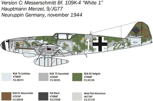 Vista 6 de Italeri BF-109 K-4 Messerschmitt, multicolor