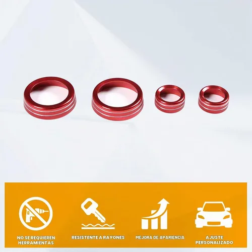Vista 5 de Cobertura de Botón de Perilla de Volumen de AC para Consola Central Compatible con Chevrolet Corvette C7 2014-2019 Aleación de Aluminio Cobertura