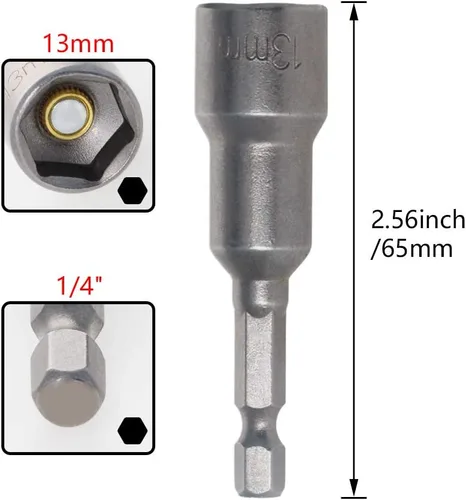 Vista 2 de Utoolmart Broca de cambio rápido de 1/4 de pulgada con vástago hexagonal de 0.512 in, 2 piezas de longitud de 2.559 in, métrica con magnética, 2