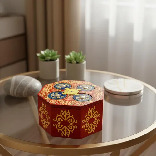 Vista 7 de Caja de rompecabezas mágica con giro secreto - Portamonedas y tarjeta de regalo en una caja de madera IQ con cerradura complicada y compartimentos