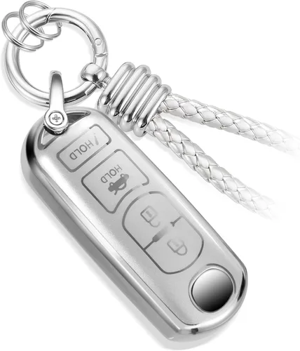 Vista 60 de Funda para Llavero Mercedes con Llavero de Cuerda Trenzada de Metal, Funda de Llave Suave Mejorada para Carcasa de Llavero Remoto Inteligente Sin