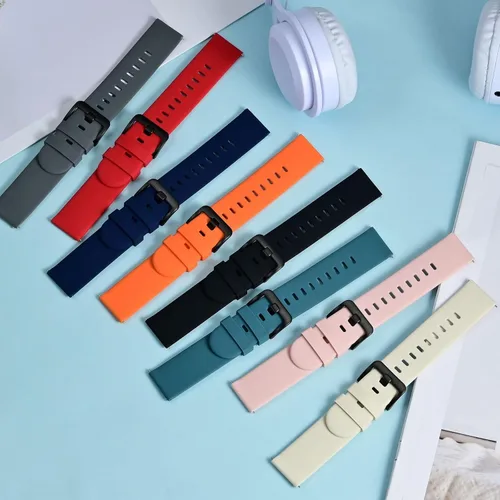 Vista 17 de BISONSTRAP Correas de reloj de silicona, correas de reloj delgadas con liberación rápida, 0.787 in, negro con hebilla negra