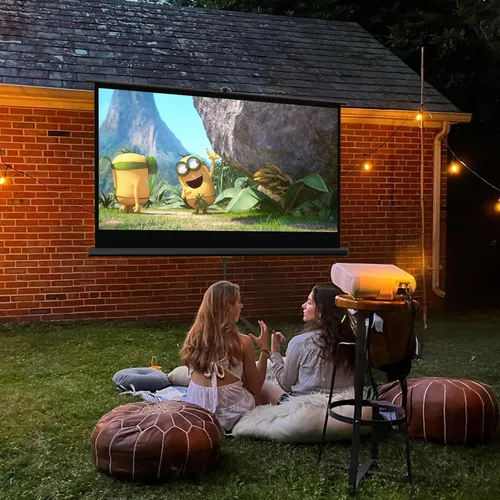 Vista 9 de Pantalla de Proyector para Exteriores con Trípode de Soporte, Pantalla de Proyector Portátil Desplegable para Interiores, Pantalla de Proyección