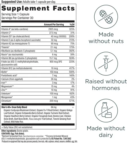 Vista 3 de Ancient Nutrition Multivitamínico metilado para hombres mayores de 40 años, una vez al día
