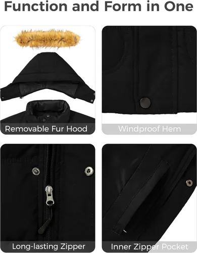 Vista 5 de Wantdo - Chaqueta de invierno con capucha y forro interior para hombre