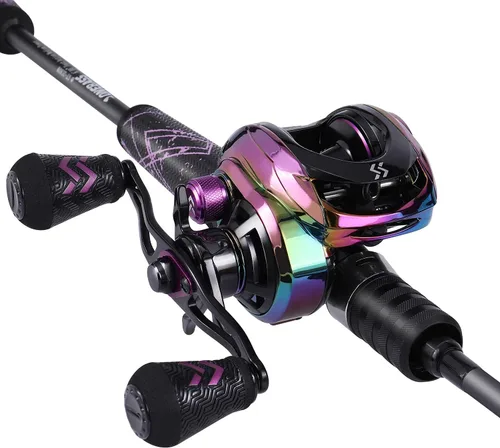 Vista 8 de One Bass Combo de Caña y Carrete de Pesca, Combo de Baitcasting Rápido Medio, Fibra de Carbono de 24 Toneladas, 2 Piezas de Cañas de Pescar