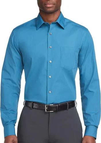 Vista 21 de Van Heusen Mens Dress Shirt Regular Fit Poplin Solid Negro