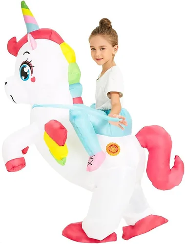 Vista 2 de Unicorn Costume Inflatable Costume Kids Blow up Costumes Toddler Ride On Deluxe Halloween Costume Boy Girl