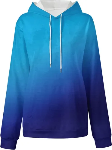 Vista 4 de Sudaderas con capucha de manga larga para mujer, estilo casual, con estampado de degradado, de gran