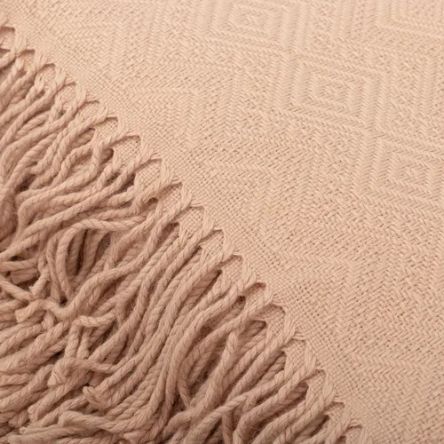 Vista 4 de NOVICA Manta de mezcla de alpaca tejida a mano, color beige, "Sandy Passion