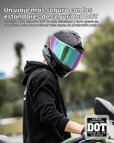 Vista 2 de Full Face Motorcycle Helmet DOT Approved for Adult Men Women AU-T801 Includes Clear/Tinted Visors & Storage Bag, Lightweight ABS/EPS, Visor Lock