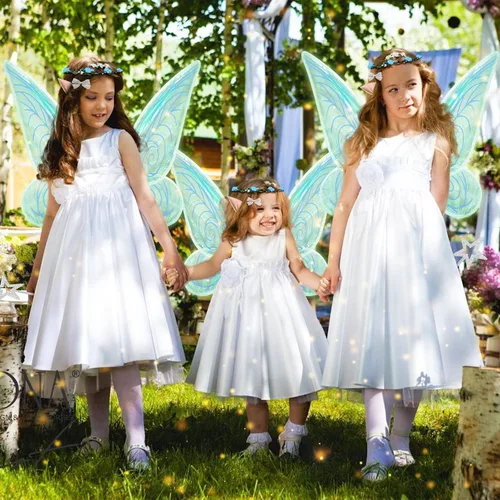 Vista 7 de 7PCS Fairy Wings Dress Up,Sparkling Sheer Wings Butterfly Fairy Halloween Costume Angel Wings for Kids Girls Women
