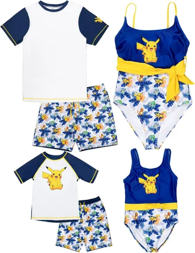 Vista 5 de Pokemon Bulbasaur Charmander Pikachu Squirtle UPF 50+ Traje de baño de una pieza para adultos