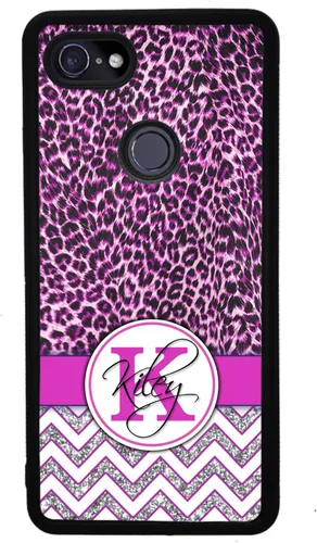 Vista 4 de Funda de goma negra personalizada con piel de leopardo rosa compatible con Google Pixel 10, 10 Pro, 10 Pro XL, 9a, 9 Pro, Pixel 9, Pixel 9 Pro XL