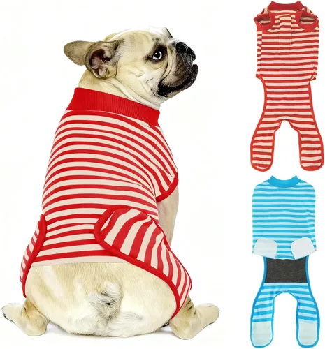 Vista 22 de Paquete de 2 unidades de algodón transpirable para perros de recuperación para después de esterilizar heridas abdominales, protectores profesionales