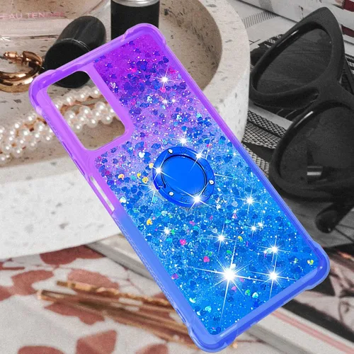 Vista 7 de Funda para Xiaomi Redmi Note 11 Pro, Gradient Quicksand Series Glitter Bling Fluing Liquid Floating Ring Kickstand TPU Bumper Cushion Reforzado