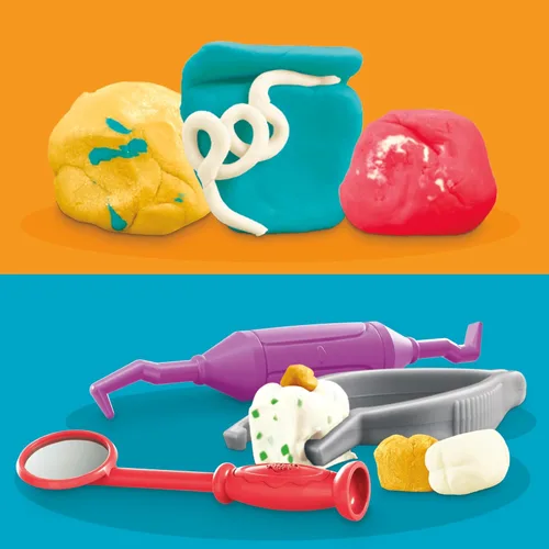 Vista 9 de Play-Doh Drill 'n Fill - Juguete dental para niños de 3 años en adelante con cavidad y compuesto de modelado de color metálico, 10 herramientas, 6
