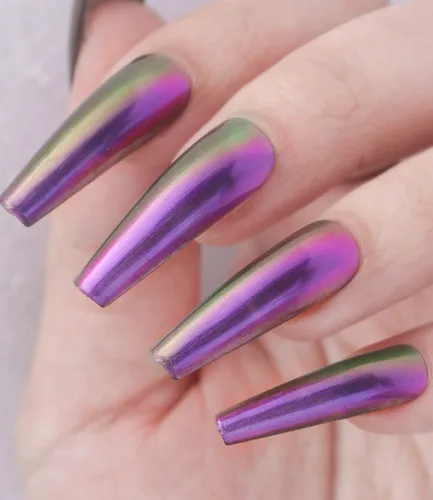 Vista 9 de Major Dijit Chameleon - Esmalte de uñas holográfico con purpurina de secado rápido, esmalte de uñas cromado iridiscente brillante (02)