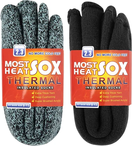 Vista 12 de Calcetines térmicos para hombre, calcetines de invierno cálidos para clima frío con temperaturas extremas A1-azul (2 pares)