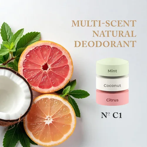 Vista 3 de Nevo Desodorante en barra multi aroma con capas Desodorante sin aluminio para mujeres y hombres Todo natural, orgánico, vegano, no tóxico