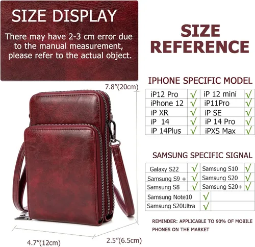 Vista 2 de Bolso chico en bandolera de mujer para celular, minicartera tarjetera monedero de manohombro