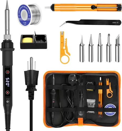 Vista 8 de 120W LED Soldador Kit 7s Calentamiento Rápido Temperatura Ajustable 356-968 Amarillo
