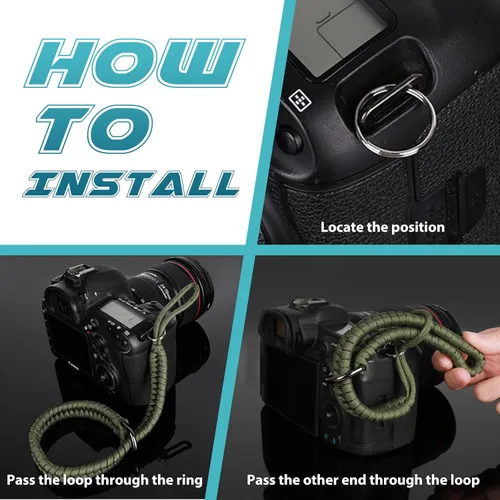 Vista 7 de SUNYA Correa de muñeca para cámara para fotógrafos - Correa de mano de paracord compatible para cámara réflex digital o sin espejo