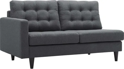 Vista 46 de Sofá esquinero Modway Empress, estilo de mediados de siglo, tapizado de tela en avena, Tela, Celeste