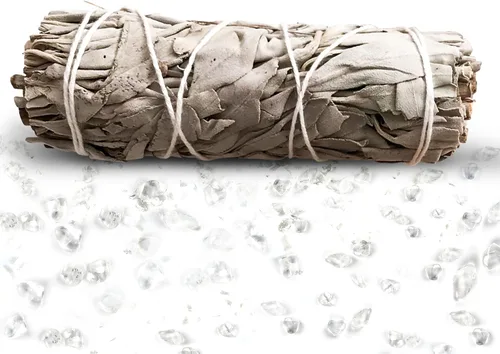Vista 7 de Varitas de Salvia Blanca para Limpias – Salvia Blanca – Reiki y Luna Llena Cargadas con Cristales de Cuarzo para Limpieza de Energía, Meditación