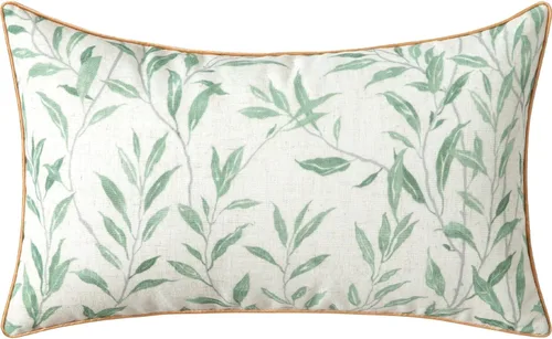 Vista 7 de VOGOL - Funda de almohada texturizada de lino, 18 x 18 pulgadas, estilo granja, para sofá, cama y habitación, con diseño de pájaros y hojas beige