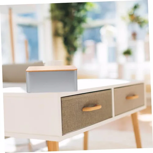 Vista 9 de UPKOCH Lata de té cuadrada con tapa de bambú sellada, recipientes de alimentos, tapas para bolsa de té, cesta de almacenamiento de latas de metal