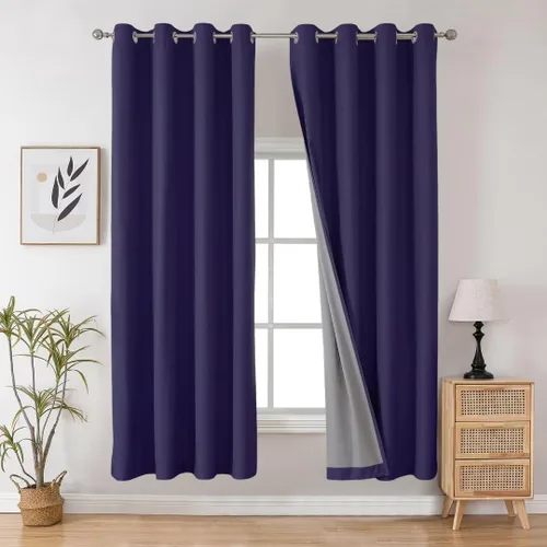Vista 100 de Joydeco - Juego de 2 paneles de cortinas opacas de 63 pulgadas, 2 cortinas largas con aislamiento térmico burg, cortinas de oscurecimiento