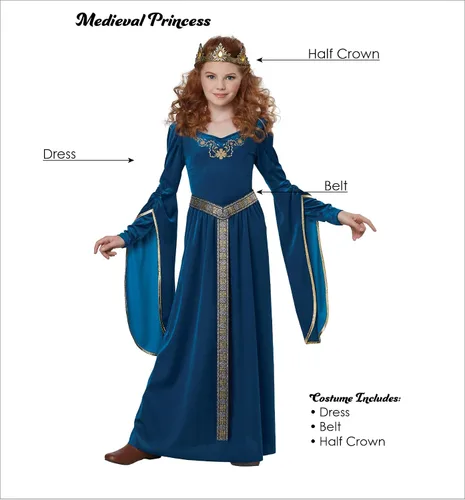 Vista 7 de Disfraz de princesa medieval para niñas
