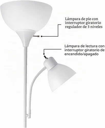 Vista 5 de Globe Electric 67136 Delilah - Lámpara de pie, color blanco, 72.88 pulgadas.