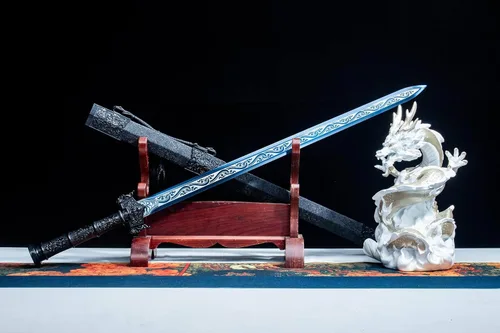 Vista 4 de LOONGSWORD Espada Han china forjada a mano con patrón azul – Acero de alto manganeso y mango de aleación de PC‑ABS, 40.6 pulgadas Espada