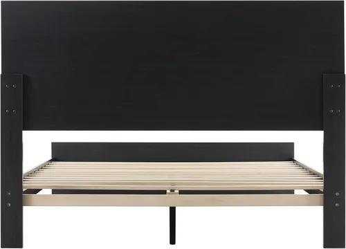 Vista 14 de KISLOT - Marco de cama de madera tamaño matrimonial con cabecera y estribo, base de colchón de plataforma de madera, muebles de dormitorio