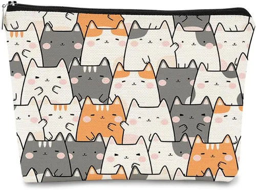 Vista 31 de Regalos de Gatos - Pequeña bolsa de maquillaje, bolsa de cosméticos para amantes de los gatos, bolsa de maquillaje para adolescentes y mujeres, cat 1