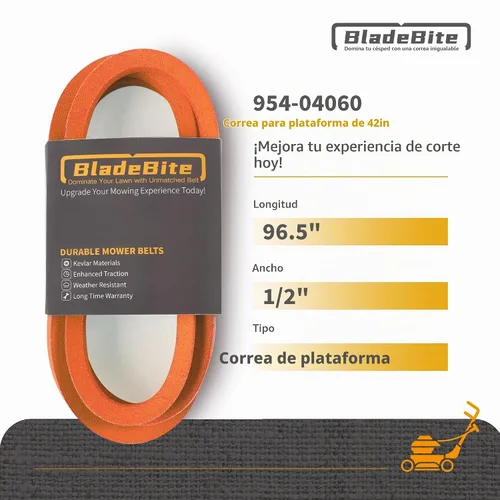 Vista 2 de Cinturón de cubierta de 42 pulgadas 954-04060 / cable de Kevlar / 1/2 pulgadas x 96.5 pulgadas - Compatible con Craftsman MTD Cub Ct 954-04060A